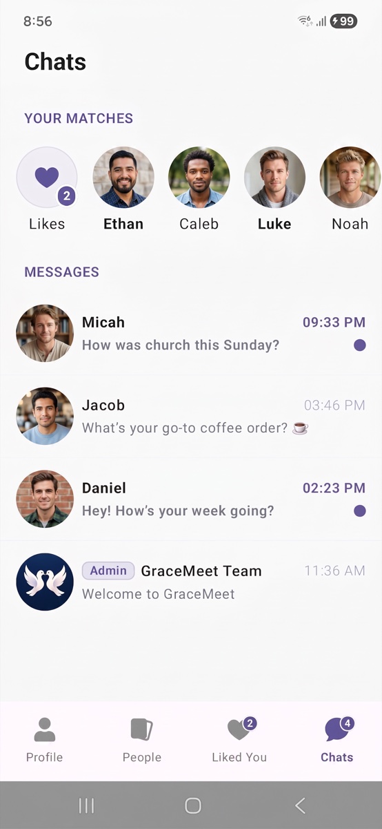 GraceMeet conversations screen