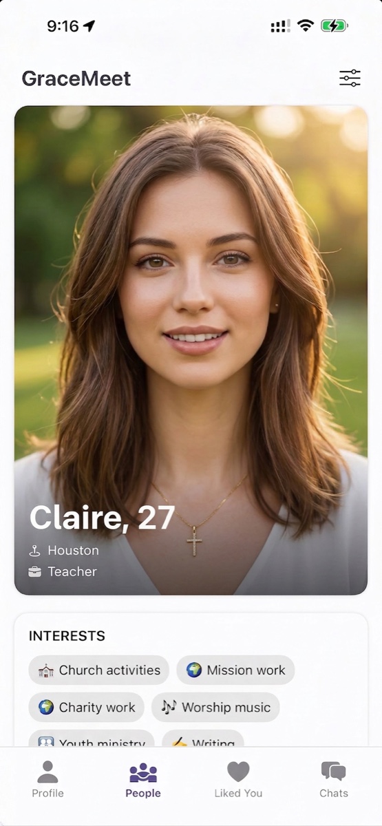 GraceMeet people profile card